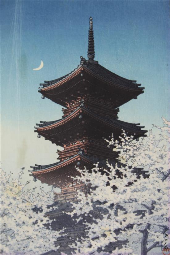 Kawase Hasui (1883-1957), two ukiyo-e prints; both laid on card